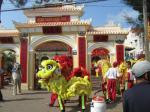 Temple festival with lion and dragon dance